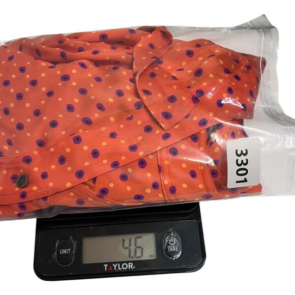 New Fossil Womens Dress XS Orange Polka Dot Silk Blend Michelle Retro Vibrant - Picture 12 of 12